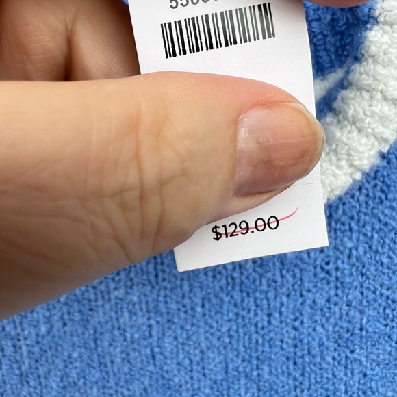 NWT Talbots Cozy Blue White Striped Long Sleeve Turtleneck - Picture 4 of 5